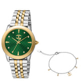 Just Cavalli Women's Two Tone Watch with Dark Green Dial