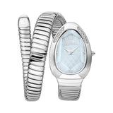 Just Cavalli Snake Shape Women's Silver Watch with Light Blue Dial