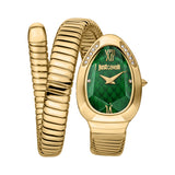 Just Cavalli Snake Shape Women's Gold Watch with Dark Green Dial