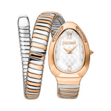 Just Cavalli Snake Shape Women's Rose Gold Watch with Silver Dial