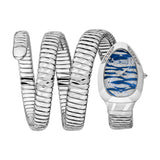 Just Cavalli Snake Shape Women's Silver Watch with Dark Blue Dial