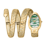 Just Cavalli Snake Shape Women's Gold Watch with Dark Green Dial