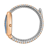 Just Cavalli Snake Shape Women's Watch - Rose Gold Color Case, Dark Blue Dial, Two Tone Bracelet