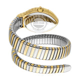 Just Cavalli Snake Shape Women's Watch - Gold Color Case, White MOP Dial, Two Tone Silver & Gold Color Bracelet