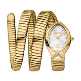 Just Cavalli Snake Shape Women's Watch - Gold Color Case Silver Dial, Gold Color Bracelet