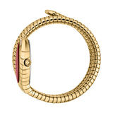 Just Cavalli Snake Shape Women's Watch - Gold Color Case, Red Dial, Gold Color Bracelet