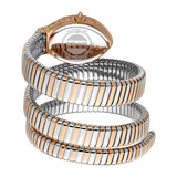 Just Cavalli Snake Shape Women's Watch - Rose Gold Color Case, Two Tone Bracelet, Silver Dial