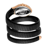 Just Cavalli Snake Shape Women's Watch - Rose Gold Color Case with Black Dial and Two Tone Metal Bracelet