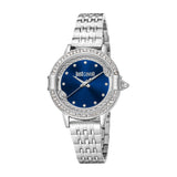 Just Cavalli Women's Silver Stainless Steel Watch with Dark Blue Dial