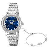 Just Cavalli Women's Silver Stainless Steel Watch with Dark Blue Dial