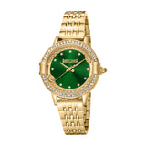 Just Cavalli Women's Watch, Gold Color Case, Dark Green Dial, Gold Color Metal Bracelet