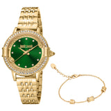 Just Cavalli Women's Watch, Gold Color Case, Dark Green Dial, Gold Color Metal Bracelet