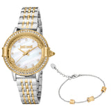 Just Cavalli Women's Two Tone Silver & Gold Color Watch with White MOP Dial
