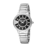 Just Cavalli Women's Silver Watch with Black Dial and Stainless Steel Bracelet
