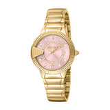 Just Cavalli Women's Gold Watch with Light Pink Dial and Gold Metal Bracelet