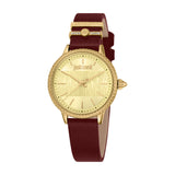 Just Cavalli Women's Watch with Gold Case and Burgundy Leather Strap