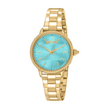 Just Cavalli Women's Gold Watch with Turquoise Dial