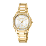 Just Cavalli Women's Gold Color Case Watch with Silver Dial and Gold Color Metal Bracelet