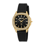 Just Cavalli Women's Gold Color Watch with Black Dial and Black Silicone Strap