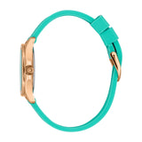 Just Cavalli Women's Rose Gold Watch with Turquoise Dial and Silicone Strap