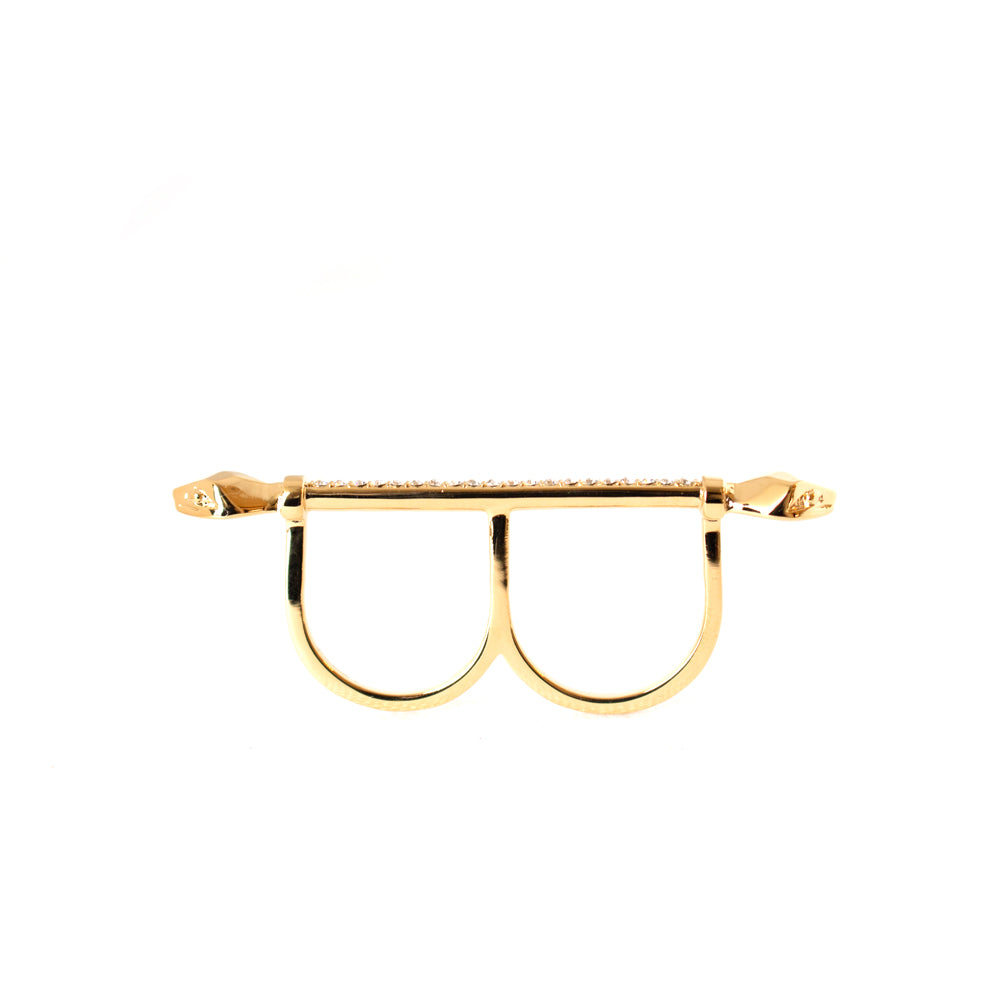 Just Cavalli Ring Gold Color Two Hole With Stone & Snake Head Both Side | GCC | Ring | SP | Women Rings | Womens