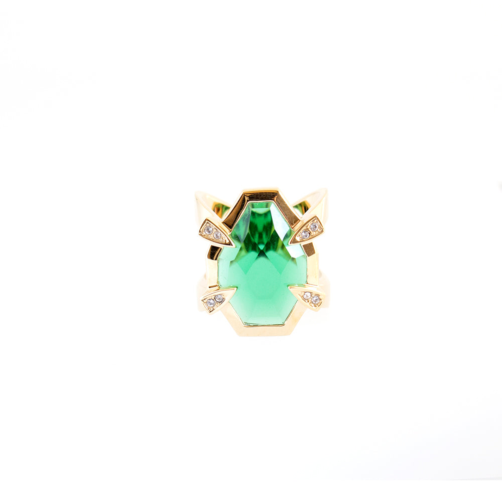 Just Cavalli Ring WithÃ¢Â Green Stone Snake Head Size 8