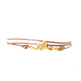Just Cavalli Brown String Bracelt With Ip Gold Snake Design
