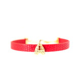 Just Cavalli Red Leather Bracelet With Ip Gold Heart Design