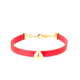 Just Cavalli Red Leather Bracelet With Ip Gold Heart Design