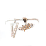 سوار جست كافالي فضي مع تعليقة على شكل مثلث و شعار Just 