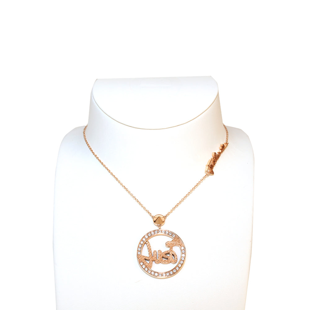 Just Cavalli Necklace Rose Gold Chain With Just Cavalli Logo & Roun – Bluesalon.com
