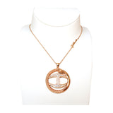 Just Cavalli Necklace Ip Rose Gold Chain With Round Snake Style & Jc Logo Pendant