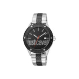 ساعة جست كافالي رجالية من الستانلس ستيل سوداء اللون