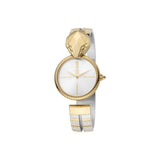 Just Cavalli Ladies Two Tone Watch With Ip Gold Case, Silver Dial & Two Tone Open Bracelet