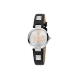 Just Cavalli Ladies Watch With Silver Dial & Black Leather Strap