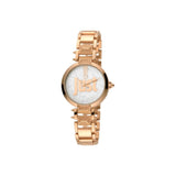 ساعة جست كافالي نسائية ذات هيكل وسوار فضي وبلون ذهبي وردي، من الستانليس ستيل مع مينا فضية