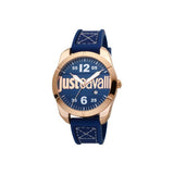 Just Cavalli Men's Watch Ip Rose Gold Case Blue Dial & Blue Rubber Strap - Blue Salon