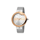 Just CavalliÂ  LadiesÂ  Watch Silver/Rose Gold Case With Mesh Bracelet - Blue Salon