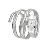Just Cavalli Ladies Watch Three Round Snake Style Bracelet With Siver Color Dial - Blue Salon