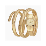 Just Cavalli Ladies Watch Three Round Snake Style Bracelet With Ip Gold Case & Dial - Blue Salon