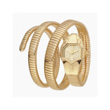 Just Cavalli Ladies Watch Three Round Snake Style Bracelet With Ip Gold Case & Dial