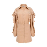 Jijil Women's Safari Ruffle Trim Mini Dress