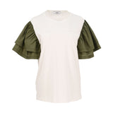Jijil Women's White & Green T-Shirt