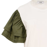 Jijil Women's White & Green T-Shirt
