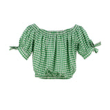 Jijil Checked Cotton Green Blouse SS22