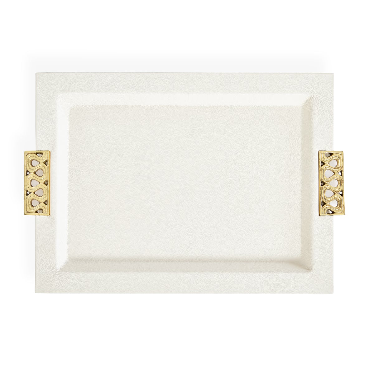 Jonathan Adler Milano Leather Serving Tray Ivory