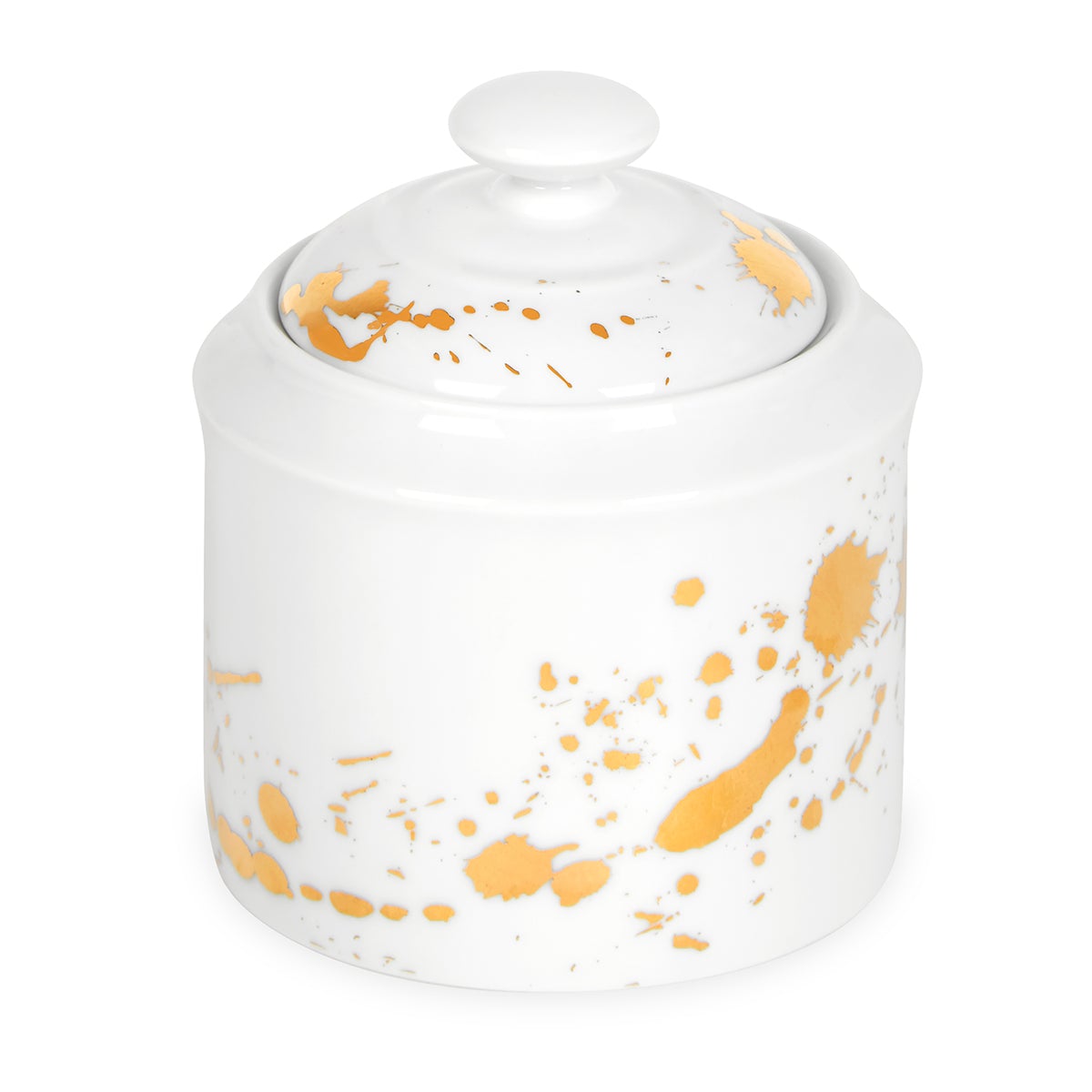 Jonathan Adler 1948 Sugar Bowl White and Gold | Sugar Bowl | Table Top Jonathan Adler 1948 Sugar Bowl White and Gold | Sugar Bowl | Table Top