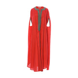 Kaftish Women's Red & Silver Kaftan, Free Size