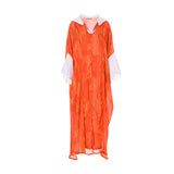 Kaftish Women's Orange & White Omaira Kaftan, Free Size