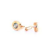 Korloff Cufflink Ip Rosegold With Glass Crystal On Top & Black Mop / Brand Logo
